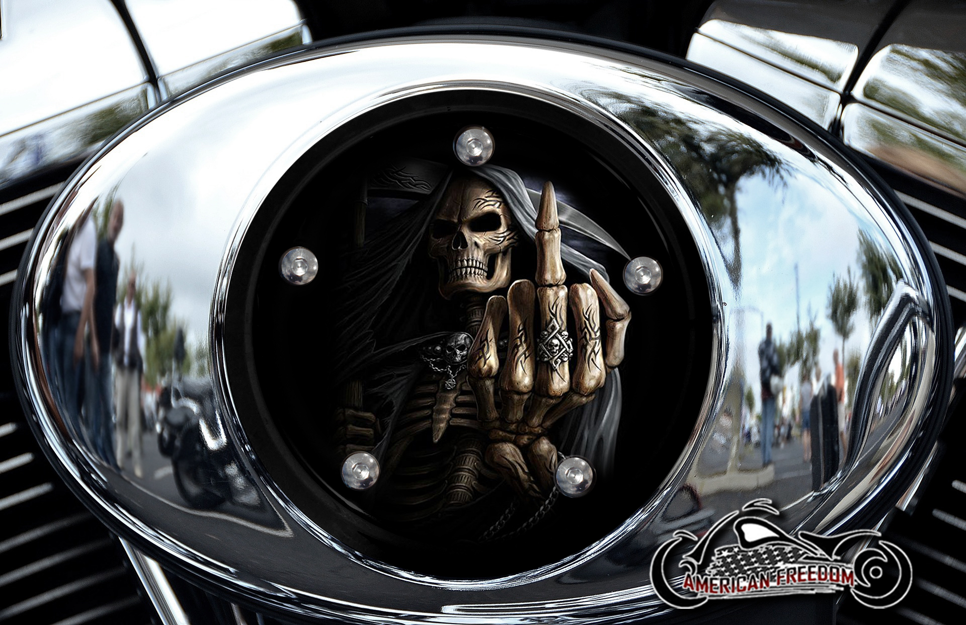 Harley Air Cleaner Cover - Middle Finger Reaper
